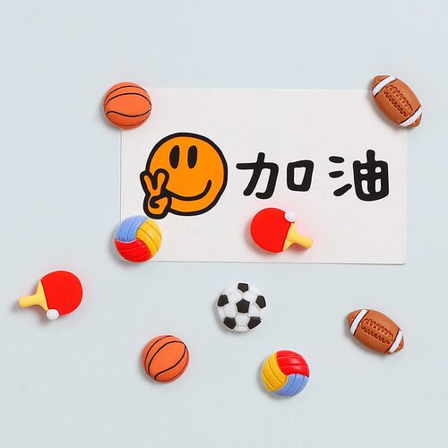 仿真微缩乒乓球篮球足球树脂磁吸冰箱贴创意黑白板照片墙固定磁贴