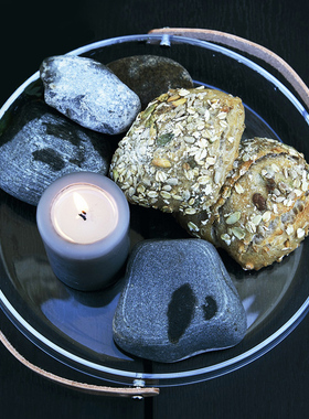 丹麦进口holmegaard北欧餐用圆托盘无铅水晶玻璃盘沙拉盘烛台果盘