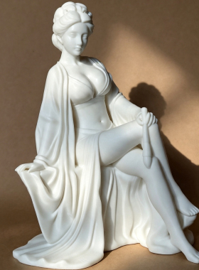 仿石性感古代纯欲美女茶室书房桌面中式风格塑料摆件 琴棋书画-书