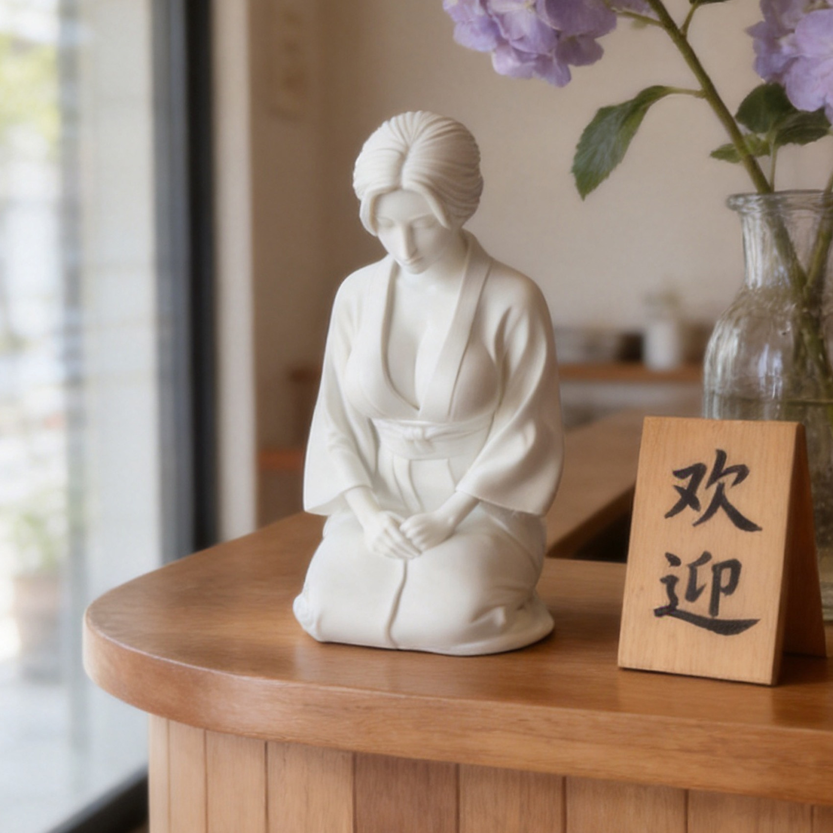 日本女人跪迎性感和服美女纯欲书装饰摆件