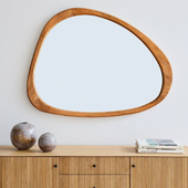 化妆镜壁挂贴墙梳妆镜网红ins木质中古风家用异形台式 镜梳妆台镜