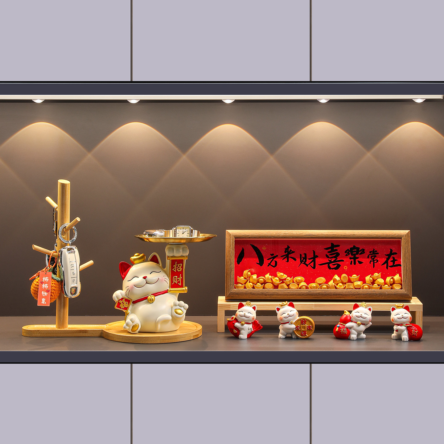 招财猫钥匙收纳玄关摆件入户门口鞋柜装饰品新房乔迁新居搬家礼物,家居饰品,装饰摆件,淘宝优惠券,粉丝福利购,淘宝优惠卷