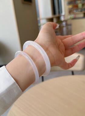 高冰白月光玛瑙玉髓手镯女
