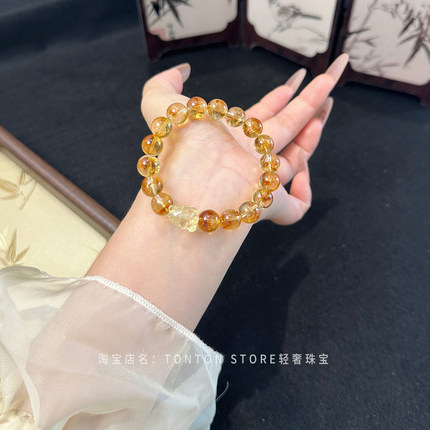 【原创设计】暴富天然黄水晶雕刻许愿狐手串狐狸招财事业女友礼物