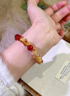 天然黄水晶手链女招财转运旺事业