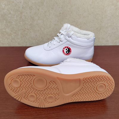 精益 男女太极棉高帮头层软牛皮牛筋底太极鞋真皮练功鞋保暖棉鞋