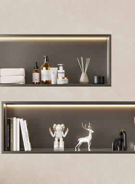 横向不锈钢壁龛柜卫生间嵌入式浴室壁龛隔板定制金属电视机置物架