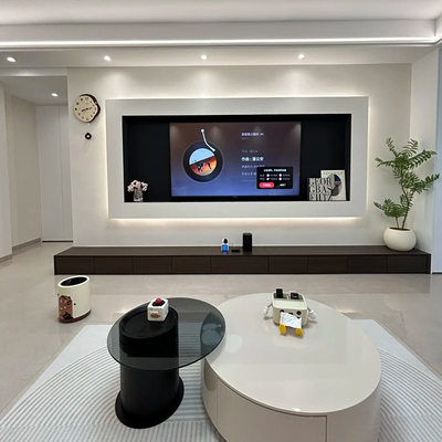 不锈钢75寸电视机壁龛嵌入式边框架85 100金属无背板壁龛柜置物架