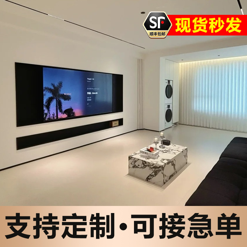 85/75寸不锈钢电视壁龛嵌入式金属铝合金电视悬浮背景墙柜定制100