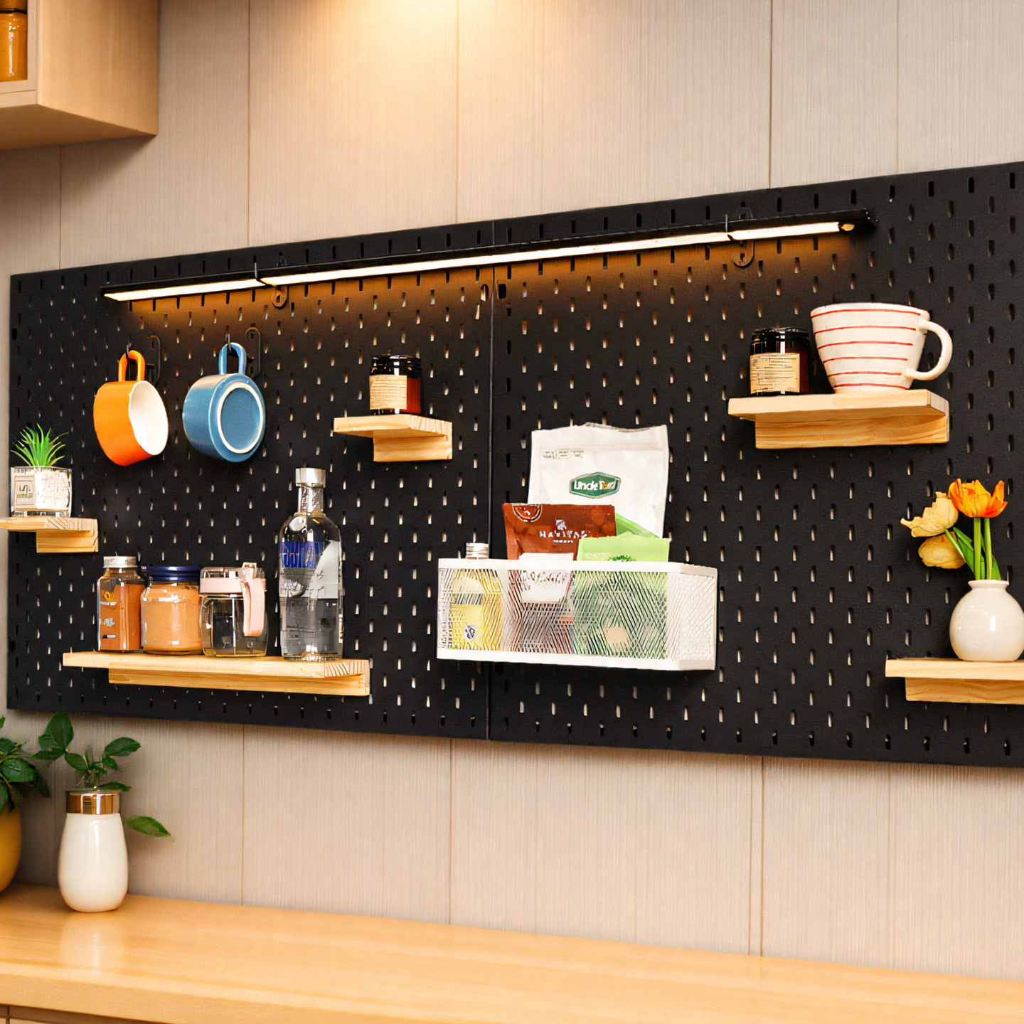 金属适用宜家孔厨房电脑墙书桌面上入户玄关磁吸洞洞板置物架定制