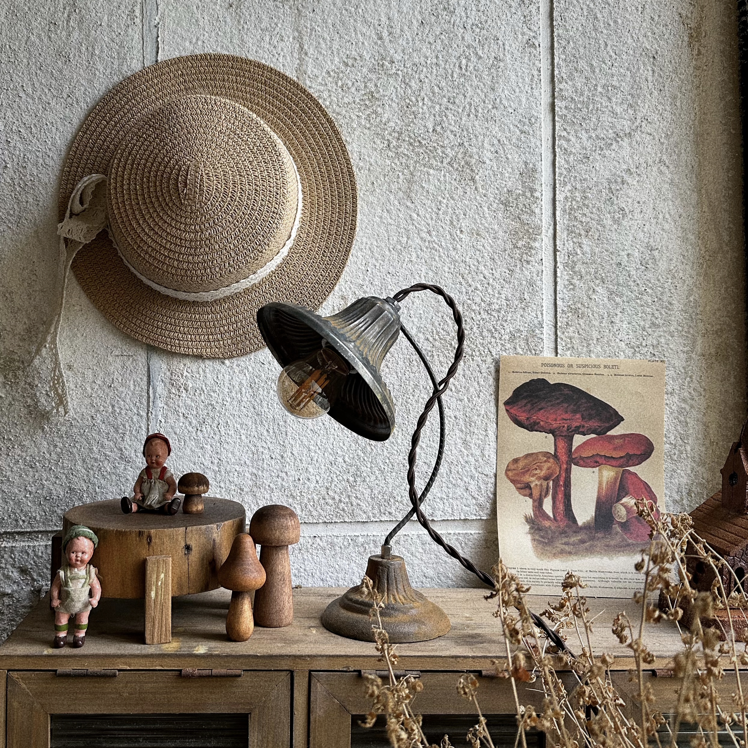 vintage中古风铁艺台灯 复古咖啡馆民宿桌面摆件装饰灯具摄影道具