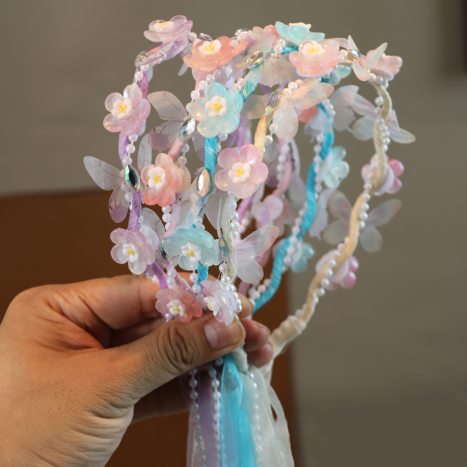 儿童超仙花环长飘带编发发箍2025新款女童不勒头碎发神器头箍发饰