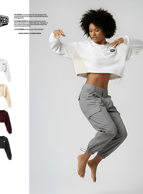 张静初同款FILTERED拳击训练服宽松露脐卫衣女新春秋长袖运动上衣