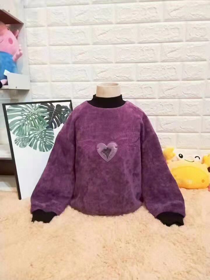 妮可贝贝冬装新款童装中童加绒卫衣女童超厚实绒衫儿童婴儿绒卫衣