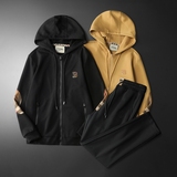 F6077T016P2802025新款秋季卫衣长裤运动休闲套装黑色-黑底图，男装休闲套装，钱塘6077