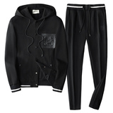 F6077T053P2802025新款秋季卫衣长裤运动休闲套装黑色-黑底图，男装休闲套装，钱塘6077