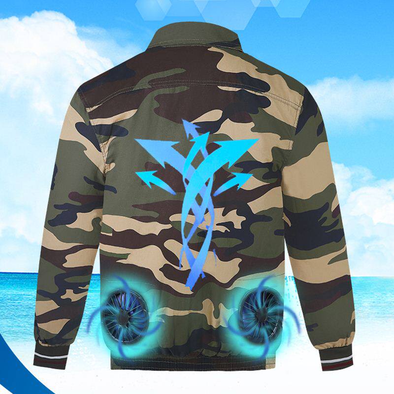 带风扇的工作服降温空调服薄款运动纯色农民工军训专用男装排汗