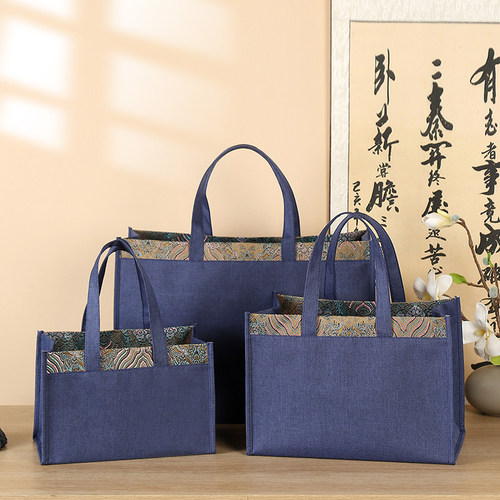 复古印花麻布烟酒袋手提袋茶叶袋