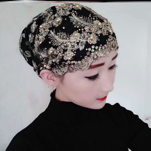 春秋季套头休闲新款纱巾帽子时尚回族女头巾盖头回民包头帽遮发帽