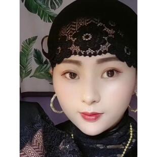 蕾丝边包头帽发衬帽回族女士蕾丝打底帽收头发松紧帽子遮白发薄款