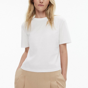 宽松休闲舒适全棉简约日常T恤女时尚 圆领短袖 新品 欧美风夏季