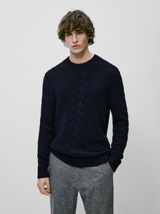 男休闲通勤 圆领针织羊毛纹理合身保暖线衫 西班牙冬季 新品