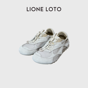 LIONE复古拼色内增高德训女鞋