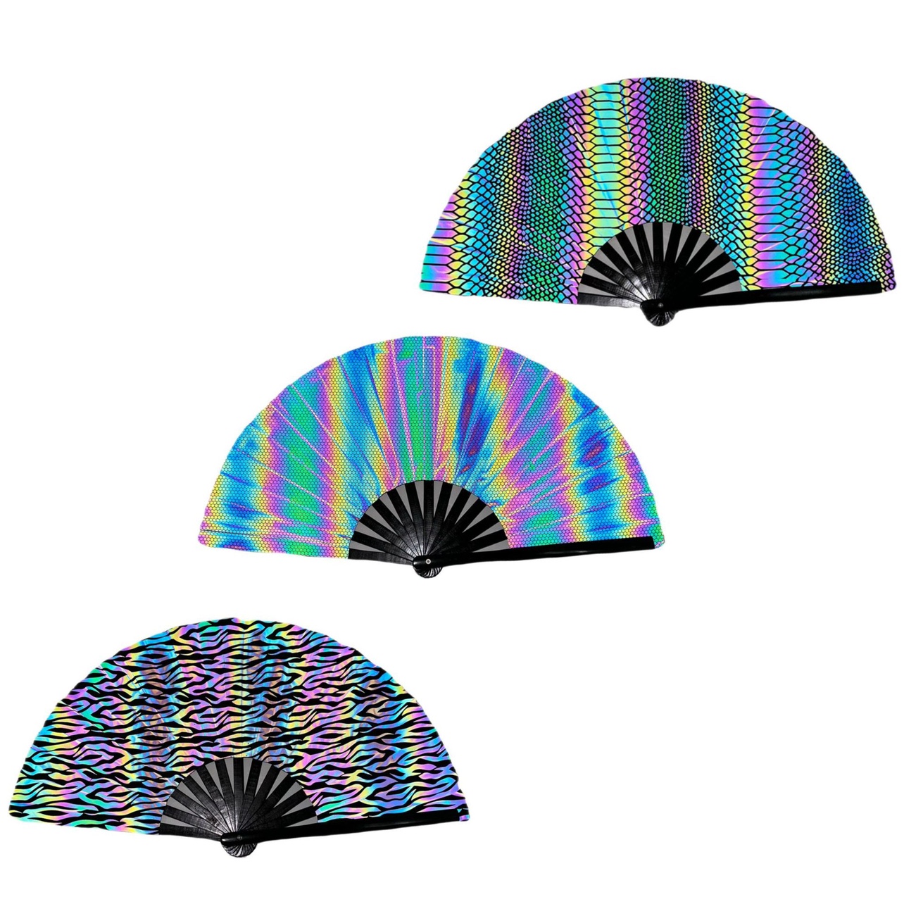 网红ins电音节酒吧蹦迪反光扇折扇Flash Reflective Hand Fan