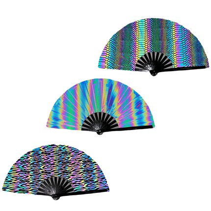 网红ins电音节酒吧蹦迪反光扇折扇Flash Reflective Hand Fan