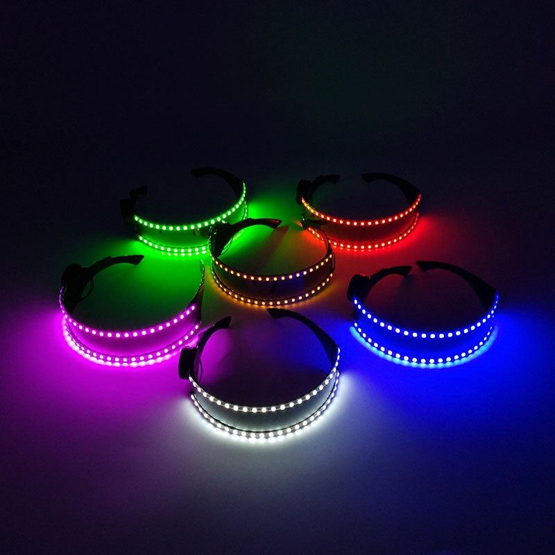 电音节蹦迪夜店单色无线led发光马赛克眼镜发光眼镜 LED glasses