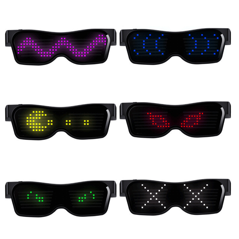 酒吧电音节LED蓝牙发光眼镜APP手机连接控制多语言可设LedGlasses