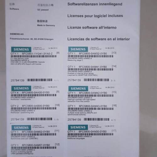 6FC5851-1YG41-3YA0-Z 西门子 840D sl 成套授权系统卡 cf卡现货