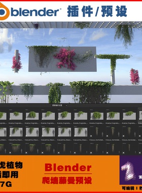 BLENDER 437组藤蔓爬山虎悬挂植物花朵预设 Creeper Scapes 0570