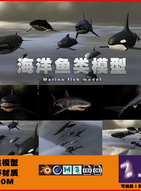 海洋鱼类总动员 鲨鱼海豚 3D模型BLENDER C4D MAYA MAX FBX OBJ 0