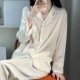 家居服真丝绸套装 维多利亚轻奢睡衣女春秋桑蚕丝高级白色长袖 长裤