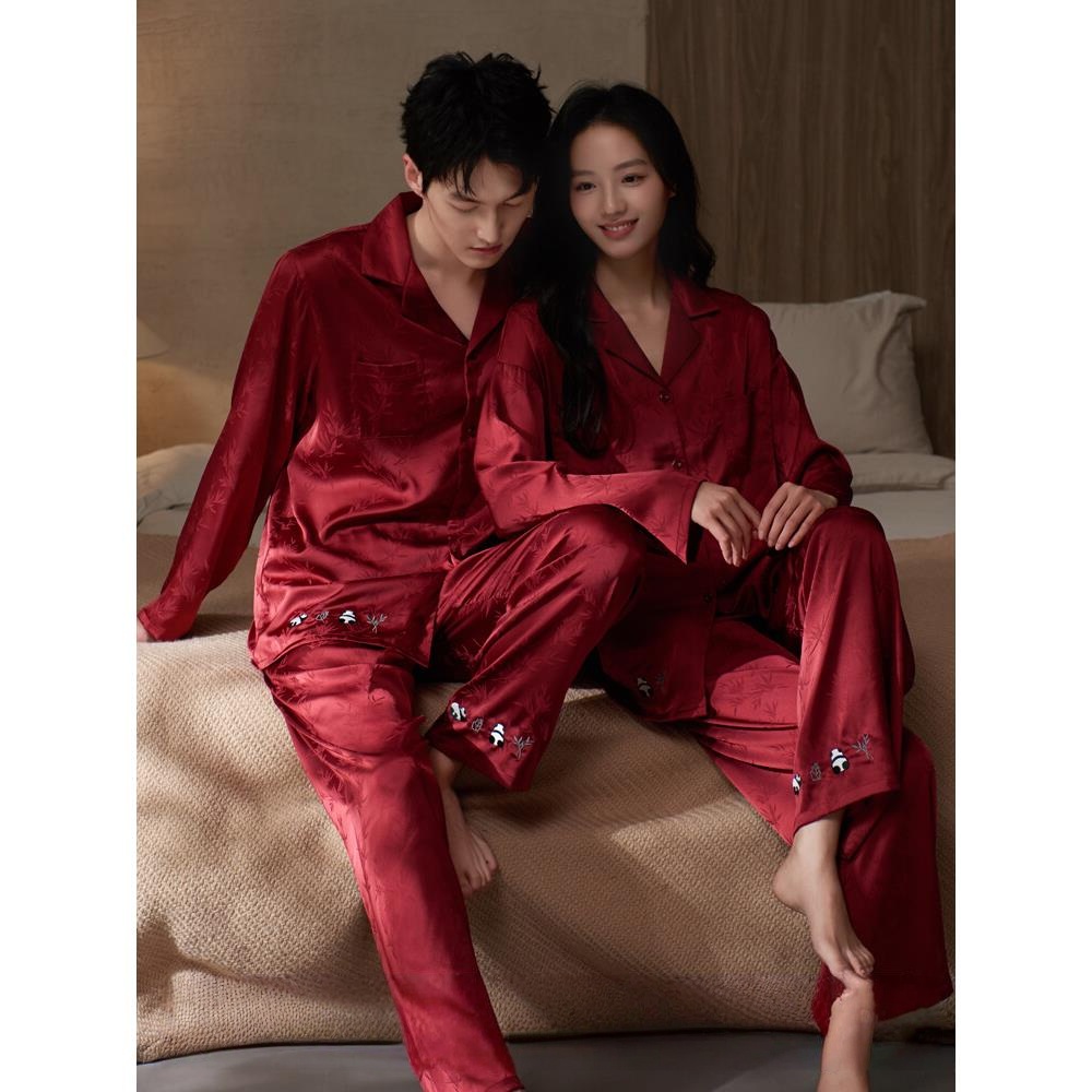 维多利亚桑蚕丝情侣睡衣套装