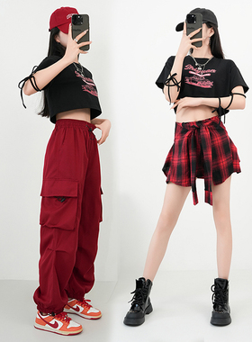 爵士舞蹈运动套装跳jazz女团表演出服工装裤kpop打歌上衣啦啦操服