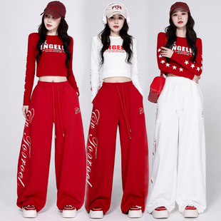 嘻哈街舞上衣kpop女团演出服 jazz跳舞宽松练功裤 爵士舞服装 女套装