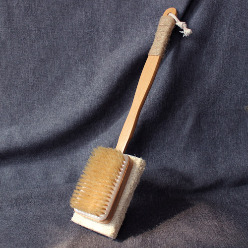 意简家长柄丝瓜络猪鬃双面沐浴刷