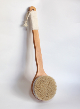 意简家新款长柄实木马鬃圆头沐浴刷洗澡刷软毛身体乳刷干刷猪鬃刷