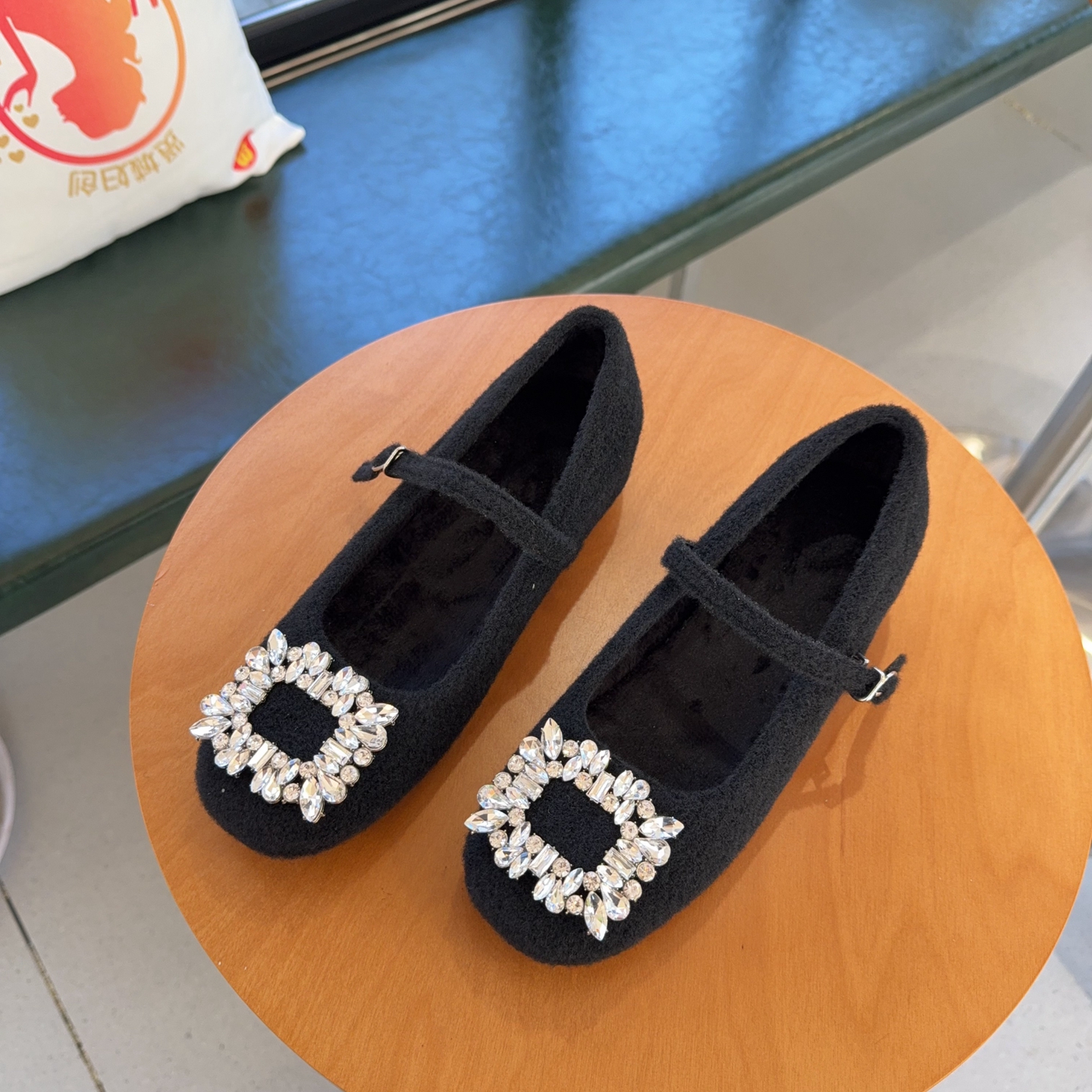 韩版水钻方头玛丽珍鞋单鞋