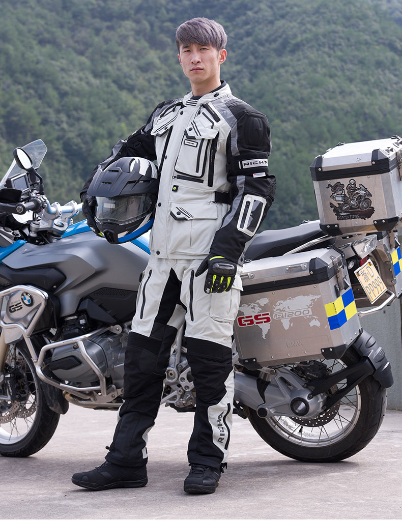 RICHA摩托车骑行服套装男冬季 防水防摔服拉力赛车服机车服1602