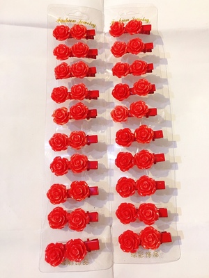 发饰红夹子花喜庆红色边夹厦门春花婚嫁满月婚庆闽南民俗佛缘压夹