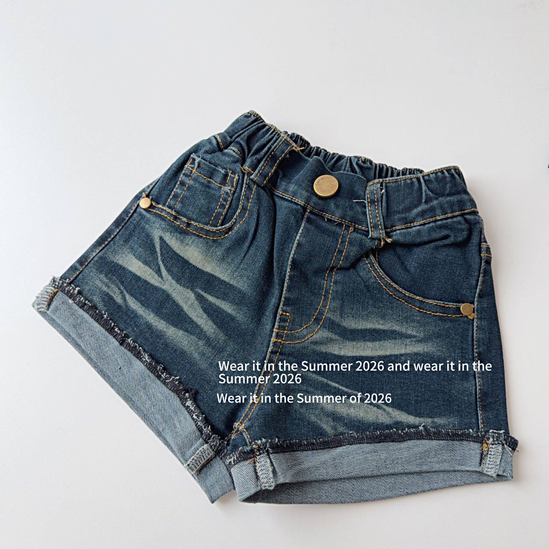 女童复古y2k辣妹牛仔短裤2026春夏新款 洋气儿童百搭休闲高腰短裤