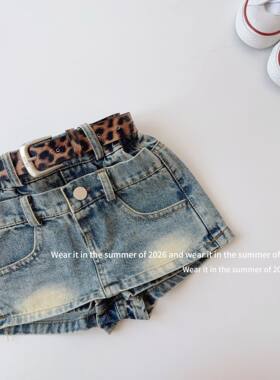【辣妹】女童复古做旧腰带女新款夏季百搭牛仔裤 送装饰皮带