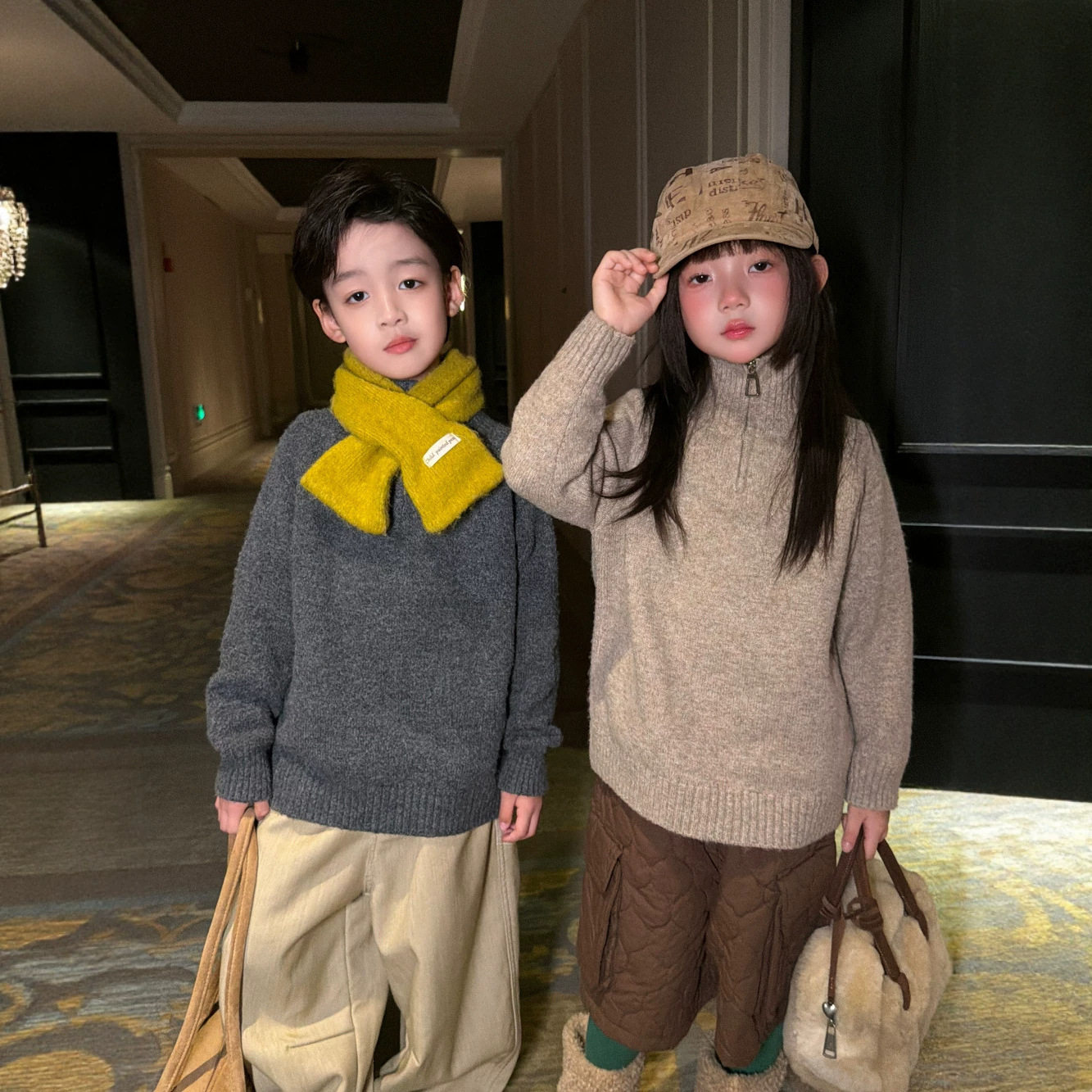 秋冬装童毛衣2026冬季男童女童韩版纯色拉链毛线衣儿童加厚针织衫