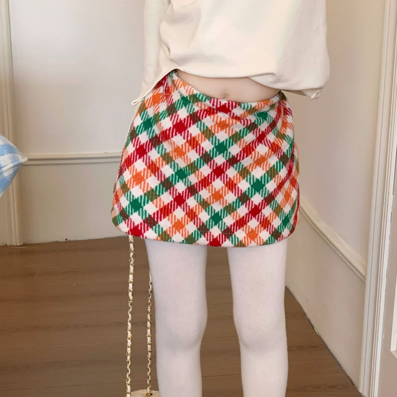 女童短裙2025冬新品韩版彩色格子半裙毛呢裙年服韩系童装洋气时髦,童装/婴儿装/亲子装,半身裙,淘宝优惠券,粉丝福利购,淘宝优惠卷