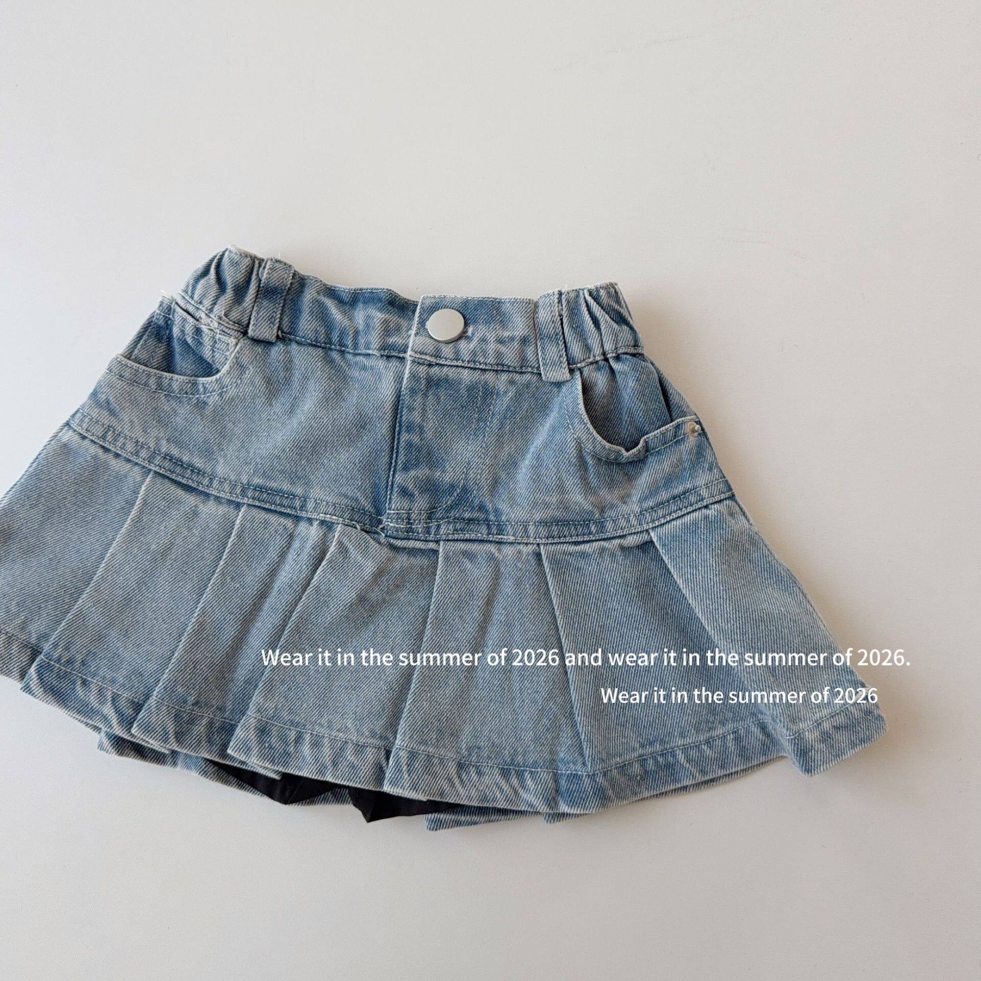 女童牛仔百褶裙儿童女童裙子2026春夏新款韩版童裙儿童半身裙子韩