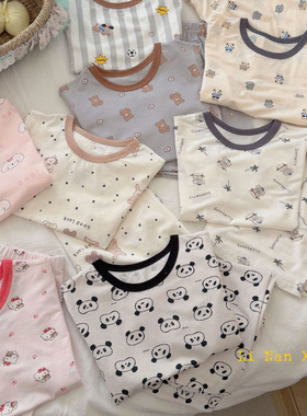 87123儿童睡衣2026夏季新款男女童空调服冰肌棉短袖短裤两件套装