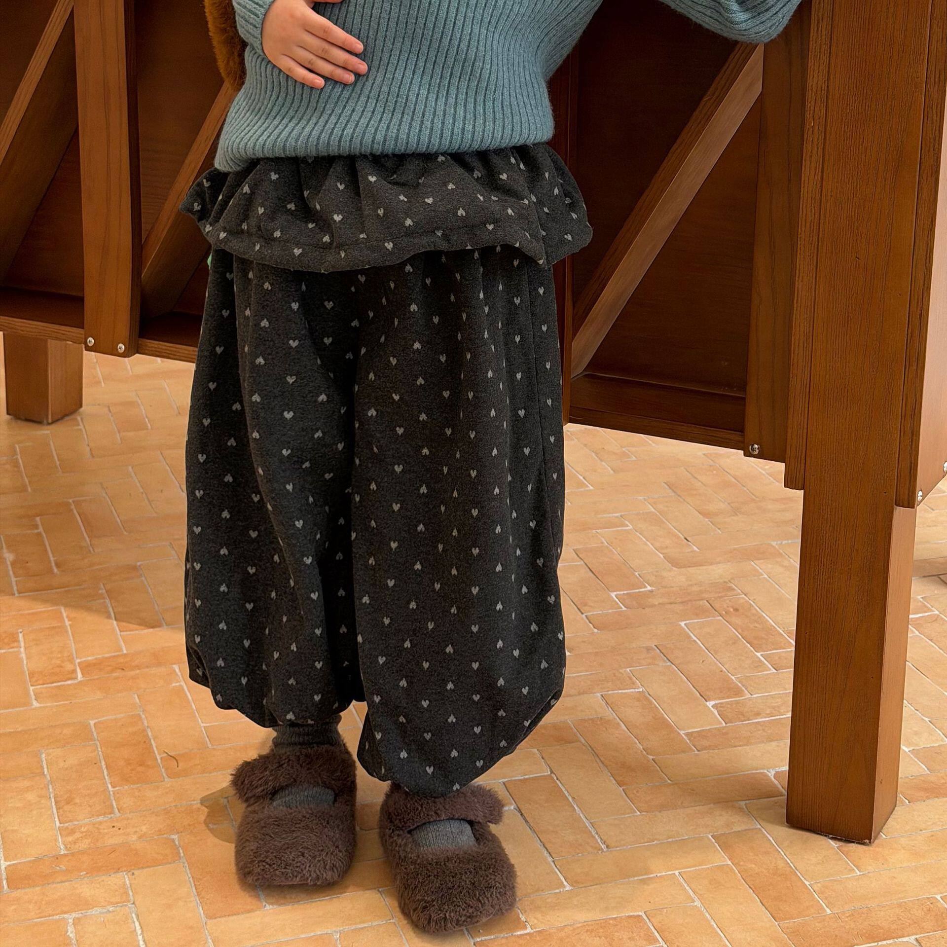 冬装女童2026冬新款韩版假两件裙裤儿童加绒加厚萝卜裤波点束脚裤